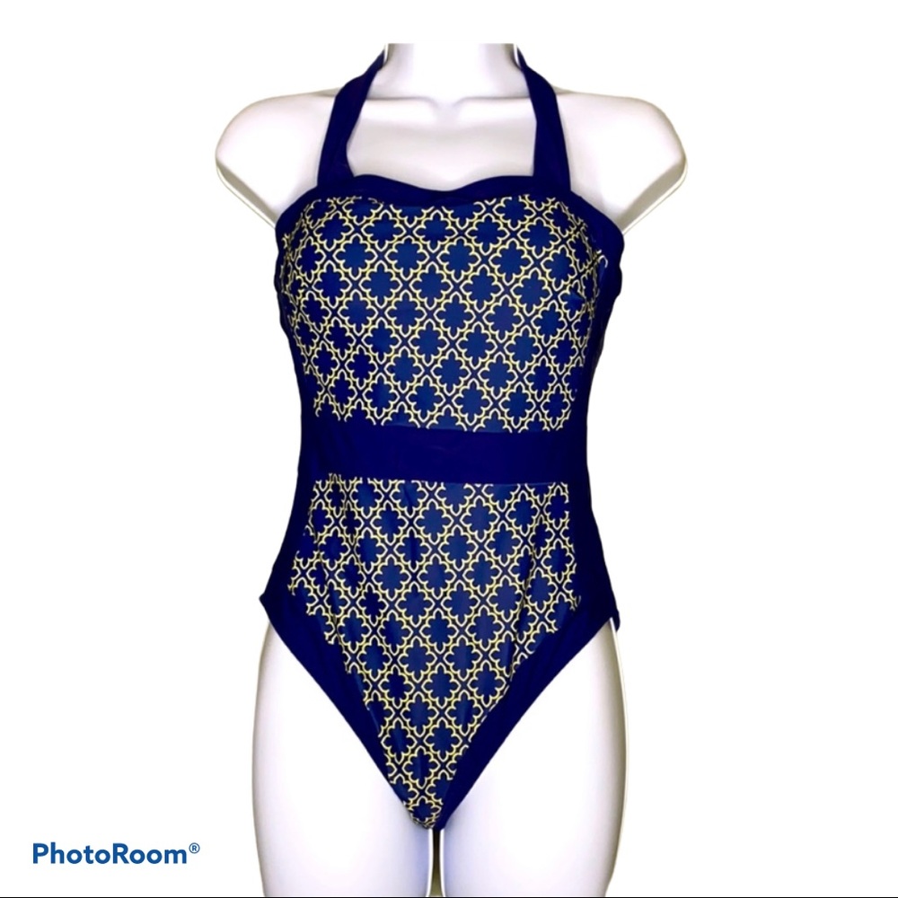 Kirundo One Piece Navy/Gold Pin Up Swimsuit Sm